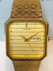 ORIGINAL TITAN QUARTZ GOLD DIAL 162YAD INDIA MEN'S FULLY WORKING CONDITION VTG. - Picture 1 of 20