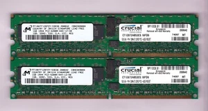 2GB 2x1GB PC2-4200R DDR2-533 CT12872AB53ES.18FD6 CRUCIAL MICRON ECC REG Ram Kit - Picture 1 of 2