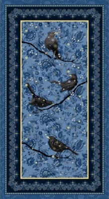 Henry Glass Co - Panel de algodón azul Black Birds 24" x 42" Foto 1 de 4