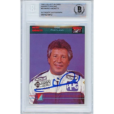 Mario Andretti Signed 1992 CollectAcard #55 Beckett BAS Slabbed Racing F1 Auto - Image 1 of 4