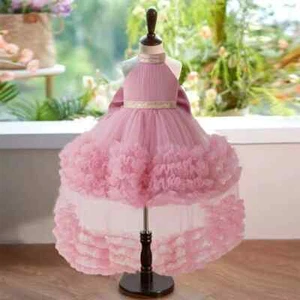 Children Princess Mesh Chiffon Party Dress Girl Birthday Party Flower Girl Gown - Picture 1 of 23