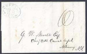 US 1844 BUFFALO NY OVAL CANCELAR EN AZUL SOBRE CARTA DOBLADA A ALBANY - Imagen 1 de 1