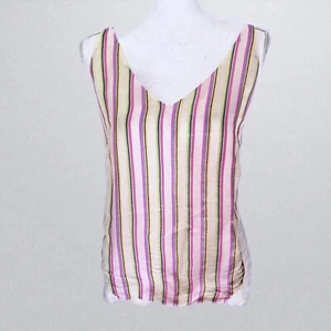 J Brand Neon Stripe Women’s Camisole Tank Top Medium Pink Yellow White - Picture 1 of 8