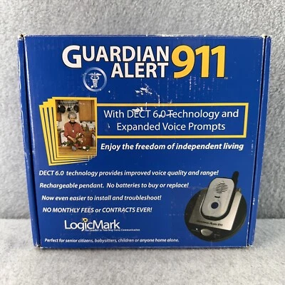 Guardian Alert 911 医疗警报系统底座和语音吊坠 LogicMark #30911 — 第 1/4 张图片