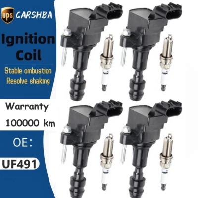 new 4 Ignition Coil & IRIDIUM Spark Plug for 07-14 Chevrolet Malibu 2.4L UF491 Foto 1 de 4