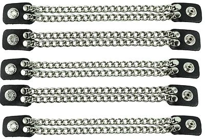 Vest Extenders Double Steel Chain Motorcycle Biker Leather Jacket 4"-4 Pcs Set - Imagem 1 de 4