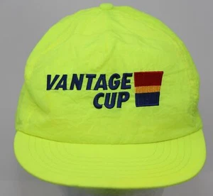 Vintage 1980s Vantage Cup Senior PGA Golf Tour Hat Neon Safety Yellow Nylon Cap - Bild 1 von 7