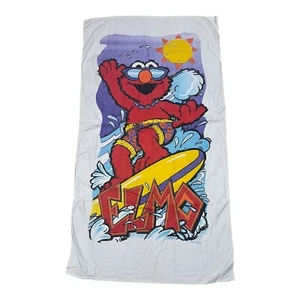 Telo mare Sesame Street vintage anni 90 surf Elmo bianco 29 x 52 - Foto 1 di 5