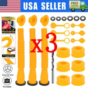 3X Replacement Gas Can Spout Nozzle Vent Kit for Plastic Gas Cans Old Style Caps - Picture 1 of 13