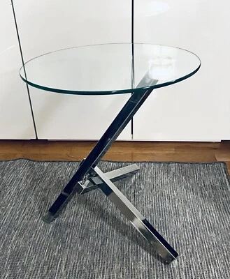 MODERN GLASS & STAINLESS STEEL SIDE/END BEDSIDE TABLE NIGHTSTAND *BARELY USED - Image 1 of 4