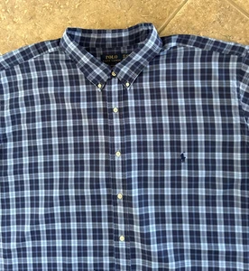 Polo Ralph Lauren Performance Oxford camicia 4XLT vestibilità classica blu a quadri $138 nuova con etichette - Foto 1 di 7