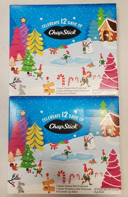 2 Boxes: ChapStick 12 Days of Holiday Advent Calendar Lip Balm Gift Set (8802) - Image 1 of 4