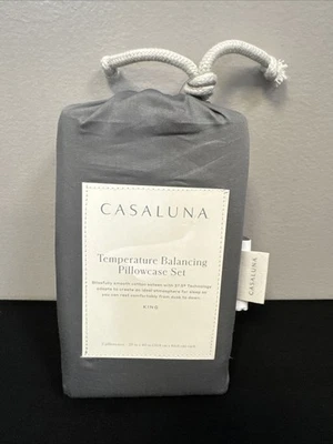 King 300 Thread Count Temperature Balancing Solid Pillowcase Set Metal Gray - Image 1 of 4