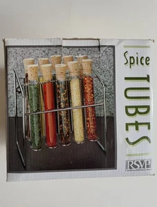 Tubo de ensayo organizador de especias vidrio corcho plata metal tubos de especias - Imagen 1 de 6