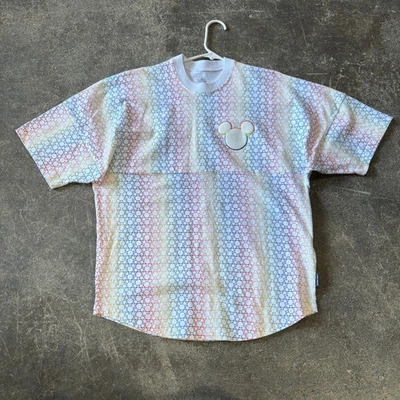 Mickey Mouse Spirit Jersey T Shirt Mens S White Disney Monogram Pride Rainbow - Image 1 of 4