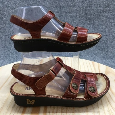 Sandalias Alegria para mujer 41 Kleo con tiras de cuero marrón punta abierta informales con tira trasera Foto 1 de 4