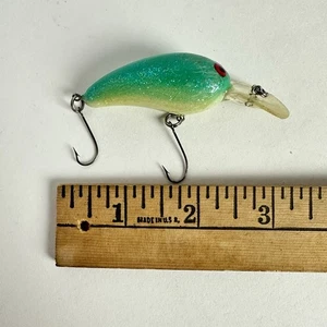 Vintage Norman Deep Little Baby N Crankbait Fishing Lure Green White Glitter - Picture 1 of 3