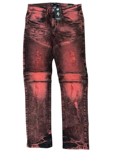 LV Premium Jean Red Black Style 45100 Size 34 - Picture 1 of 7