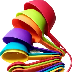 12pcs  Multi-Color Measuring Cups And Spoons Set Plastic Cooking Kitchen Tools - Picture 1 of 9