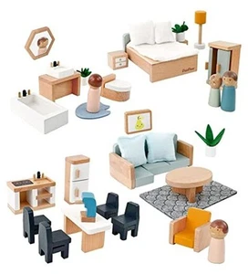 Wooden Toys Dollhouse Furniture Playset,35 Piece Furnitures with Family - Picture 1 of 7