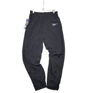 Pantalones deportivos de nailon forrados Reebok de colección negros para hombre talla L nuevos con etiquetas años 90 sin existencias - Imagen 1 de 6