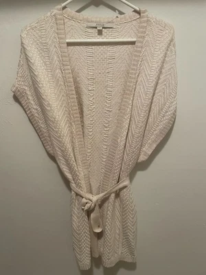 GUESS вязаный кружева открытый спереди кардиган свитер женщин XS S кремовый прикрыть туника - Изображение 1 из 4