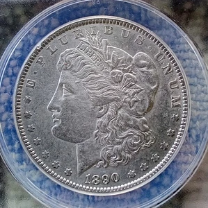 1890 P  Morgan Silver Dollar ANACS Graded AU 50 Condition. - Picture 1 of 4
