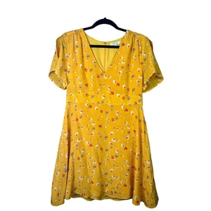 Vestido Madewell 'Beladonna' 100% Seda Amarillo Estampado Floral Manga Corta Talla 10 - Imagen 1 de 7