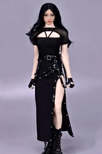 1/6 Female Black Combat Top Skirt Belt Sets For 12" PHICEN Hot Toys Figure Body - Picture 1 of 3