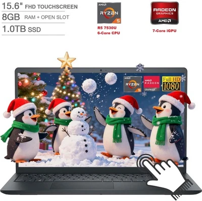 Dell i3535 15.6" FHD Touchscreen Laptop AMD 7530U 6 Core 8GB/1TB Radeon Graphics - Image 1 of 4