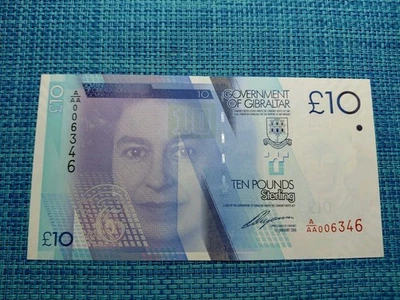 🇬🇮 Gibraltar 10 libras P-36 AU 1 enero 2010 SERIE BAJA # Billetes 103125-3 Foto 1 de 3