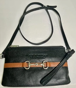 Tucker Tweed Equestrian The Wellington Crossbody Black Leather Bridle Hardware - Picture 1 of 9