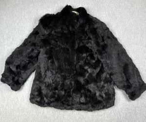 Vintage Somerset Furs Los Angeles Coat Black Womens Large Pure Rabbit Fur Flaw - Picture 1 of 15
