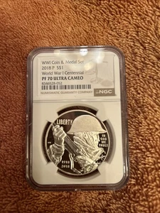 2018 P World War 1 Centennial PF 70 Ultra Cameo NGC - Picture 1 of 3