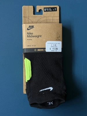Nike Running Midweight No-Show Socks (1 Pair) size 11-14.5 HV6937-010 New  - Image 1 of 4