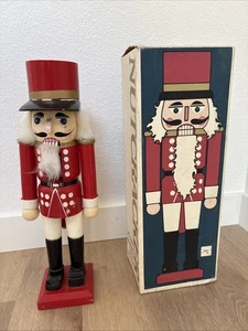 Vintage 20" Tall Wooden Guard Soldier Christmas Nutcracker w/ Box - Picture 1 of 4