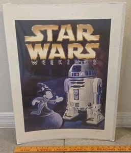 Star Wars Weekend Limited Print Numbered & Signed R Noble R2D2 & Mickey NEW - Picture 1 of 12
