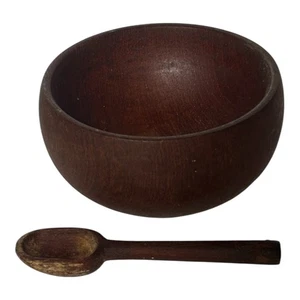 Anri Form Teak Wood Mini Bowl & Spoon MCM Scandinavian 3” - Picture 1 of 8