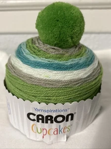 Caron CUPCAKES Garn Mint Smoothie mit Bommel 3 Oz Knäuel Grün Grau Weiß (E) - Bild 1 von 5