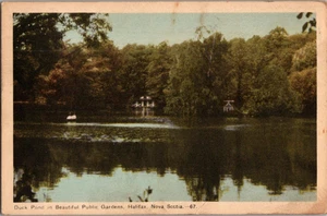 Cartolina Duck Pond giardino pubblico Halifax Nuova Scozia Canada timbrata 1949 - Foto 1 di 3