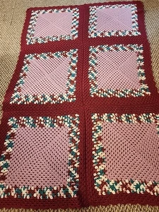 Crocheted Throw / Blanket 70in×43in Handmade Maroon Purple Granny Square USA - Picture 1 of 10