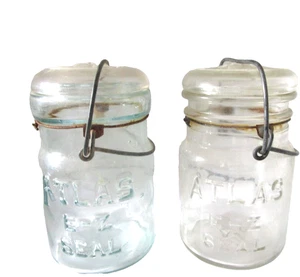 Vintage Atlas 5-1/2" Glass Mason Canning Jars with Lids 2 - Picture 1 of 9