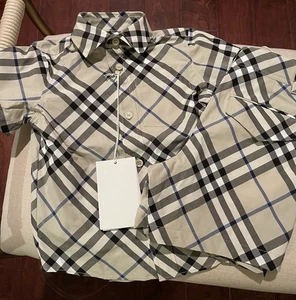 Burberry Boys Authentic“Owen” Lichen Ip Chk Shirt & Lichen IpCheck Shorts 4y NWT - Picture 1 of 20