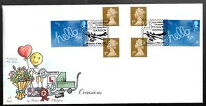 2003 'Hello' Occasions booklet SGPM08 self-adhesive stamps FDC, Hounslow SHS pmk - Picture 1 of 1