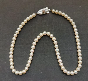 Mikimoto Akoya Pearl Necklace 5mm - 5.5mm - Silver Clasp with pouch - Picture 1 of 14