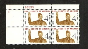 1960 U.S Commem 4c BOY SCOUTS OF AMERICA Plt #Blk of 4 Sc#1145 M/NH/OG/Pristine - Picture 1 of 1