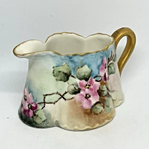 Haviland France Handpainted Floral Gold Accent Cream Porcelain Pitcher - Picture 1 of 7