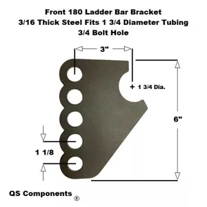 Front 180 Ladder Bar Bracket Fits 1 3/4" Crossmember 3/4 Hole 3/16 Steel - Picture 1 of 1