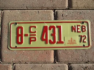 Nebraska 1972 / 75 motorcycle size CP license plate # 8 - 431 - Picture 1 of 1