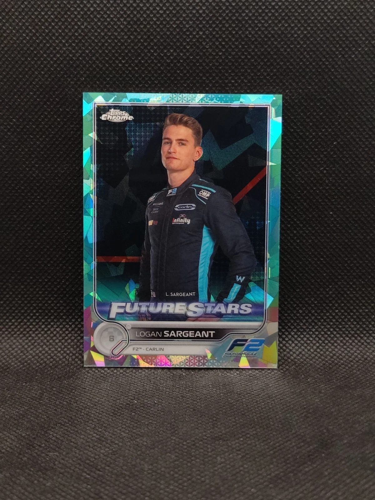 2022 Topps Chrome Sapphire F1 Logan Sargeant 14/99 Aqua Ice Formula 1 Portrait